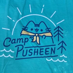 Pusheen clothing. Aqua Blue T-Shirt CAMP PUSHEEN new